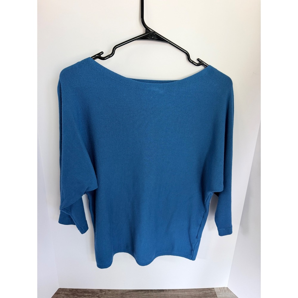 Reserved Blue Boat Neck Dolman Sleeve Knit Sweater Top Womens Size M